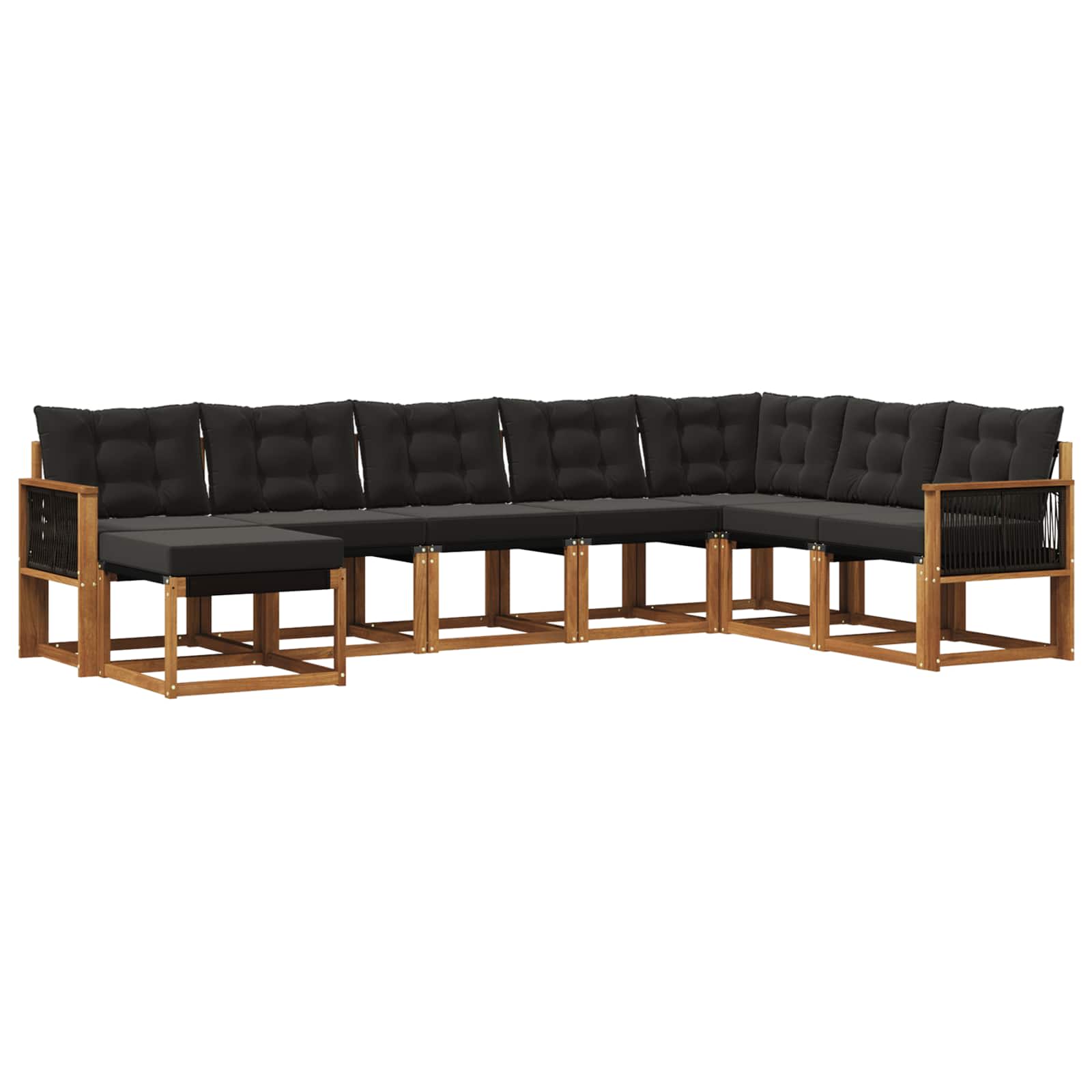 Outdoor-Sofagarnitur mit Kissen 8 pcs Natürlich und Schwarz