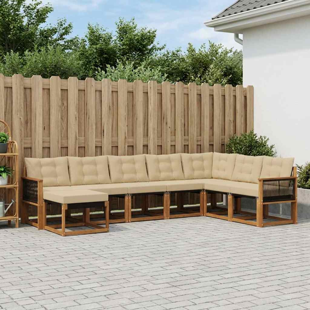 Outdoor-Sofagarnitur mit Kissen 8 pcs Natur und Beige