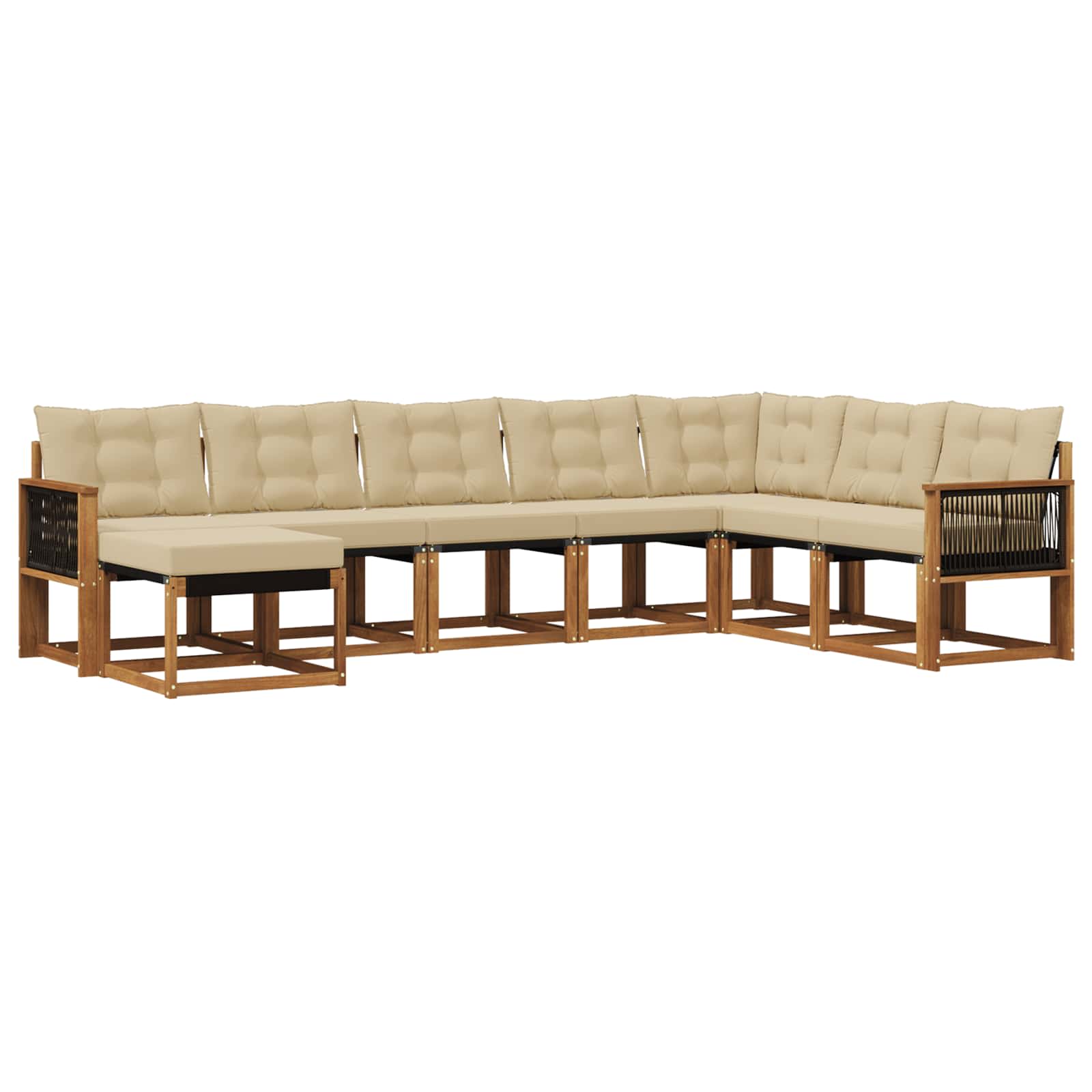 Outdoor-Sofagarnitur mit Kissen 8 pcs Natur und Beige