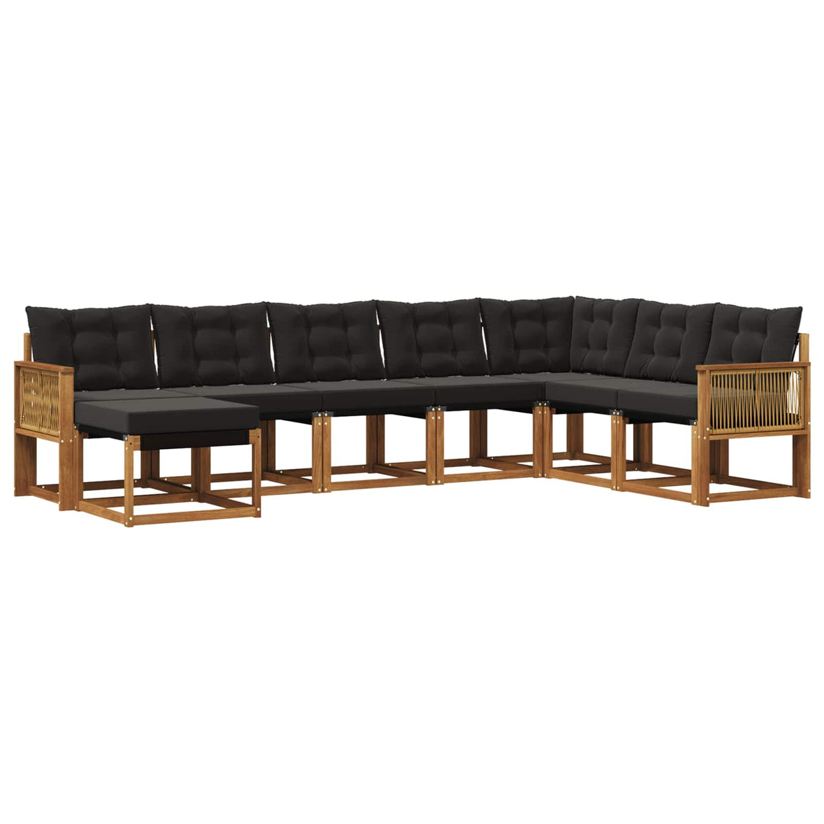 Outdoor-Sofagarnitur 8 stk. Natur und Schwarz
