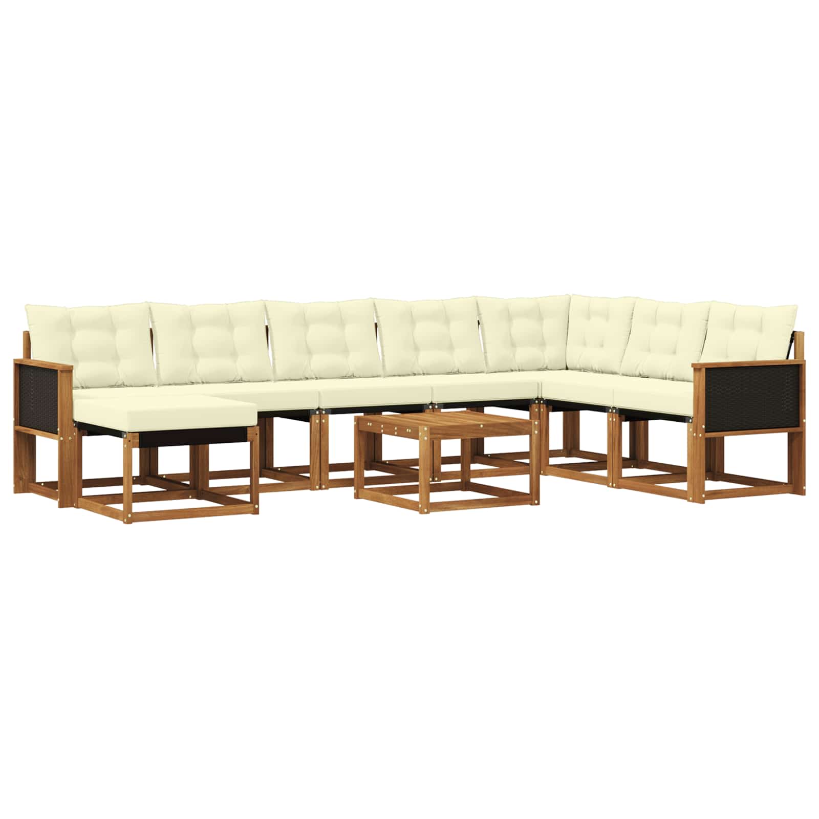 Outdoor-Sofagarnitur mit Kissen 9 pcs Natur und Creme