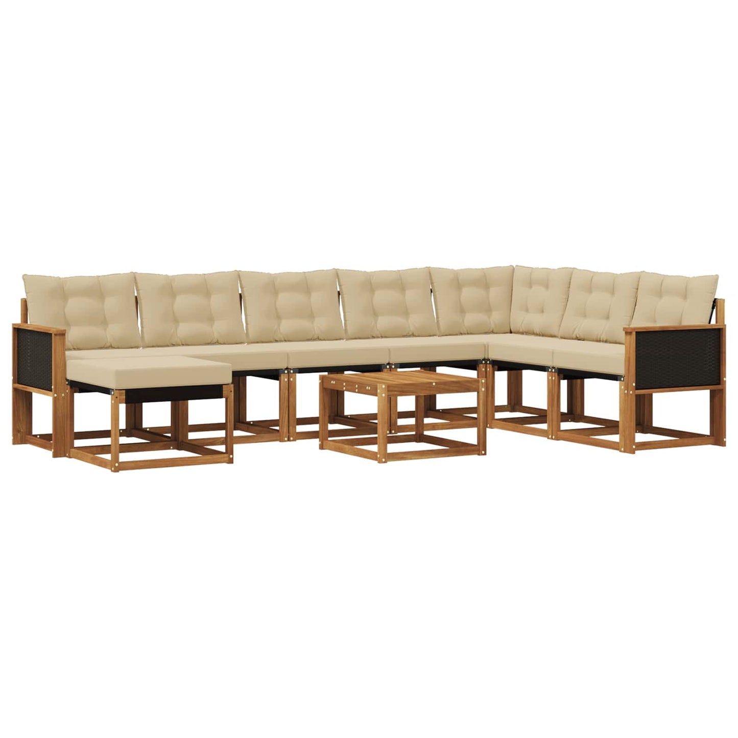 Outdoor-Sofagarnitur mit Kissen 9 pcs Natur und Beige
