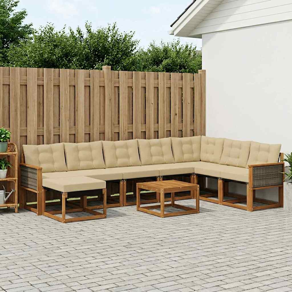 Outdoor-Sofagarnitur 9 stk. Natur und Beige