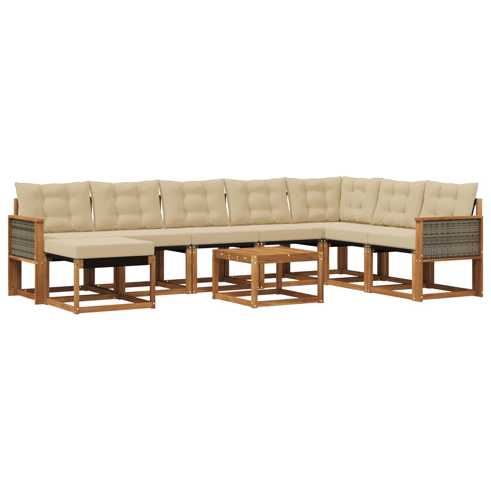 Outdoor-Sofagarnitur 9 stk. Natur und Beige