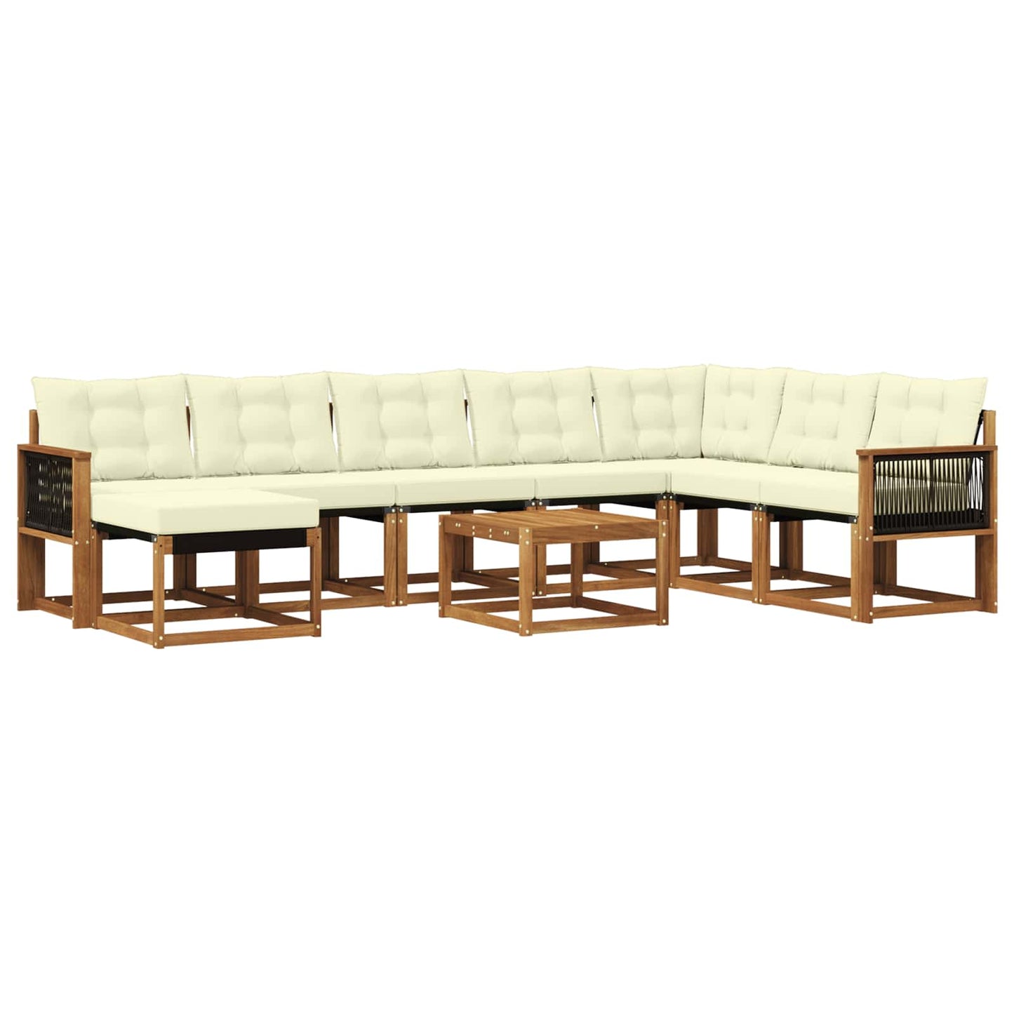 Outdoor-Sofagarnitur mit Kissen 9 pcs Natur und Creme