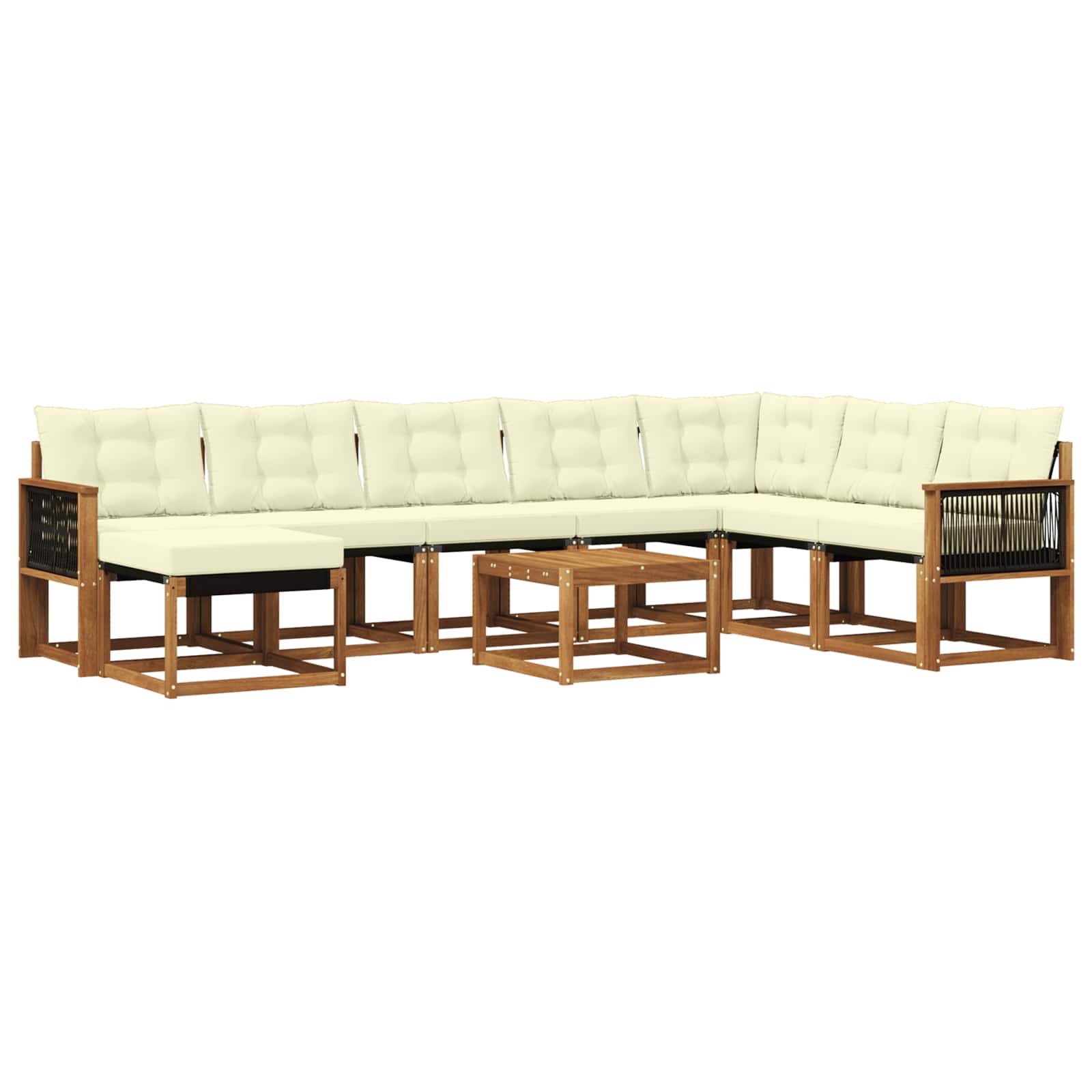 Outdoor-Sofagarnitur mit Kissen 9 pcs Natur und Creme
