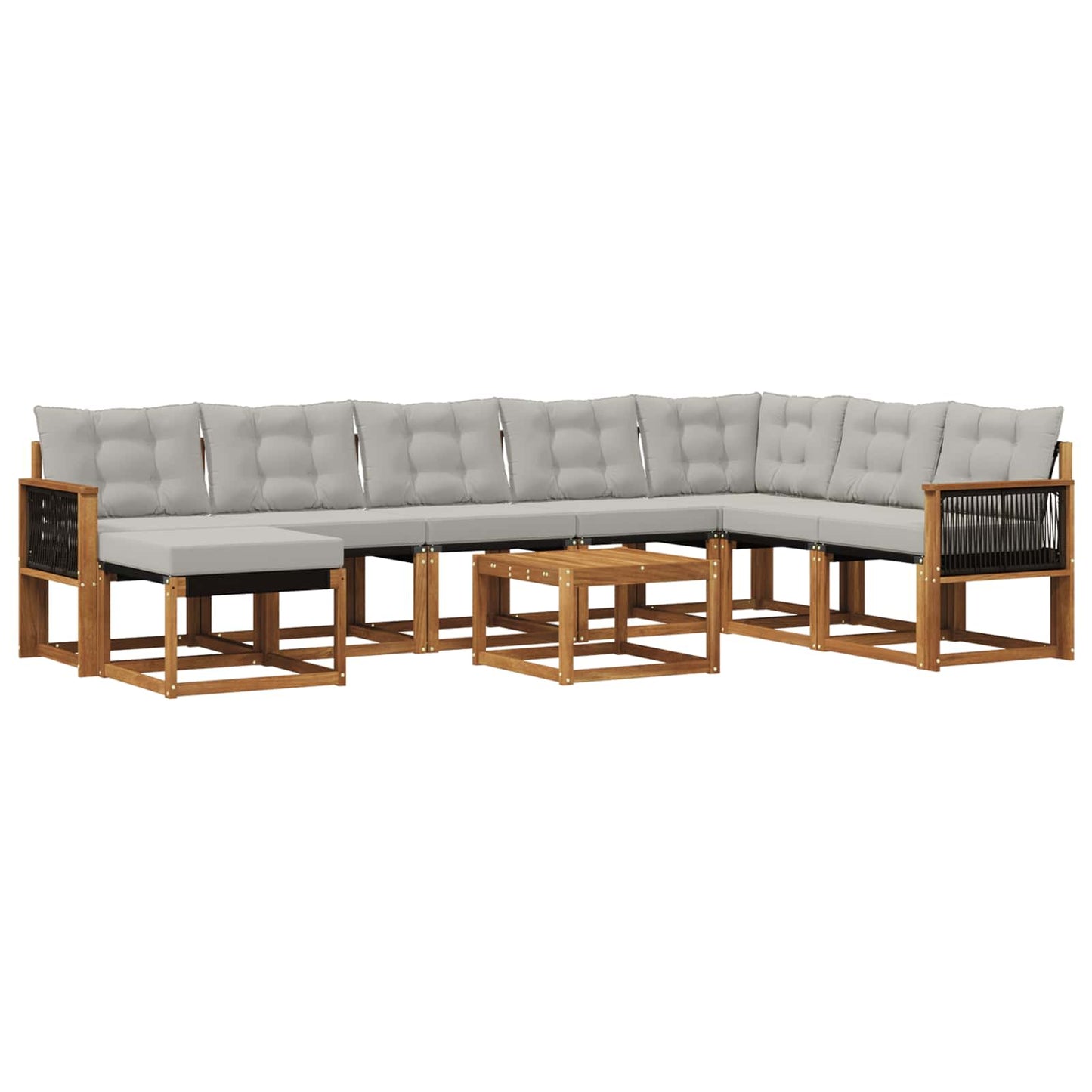 Outdoor-Sofagarnitur mit Kissen 9 pcs Natural and Light grey