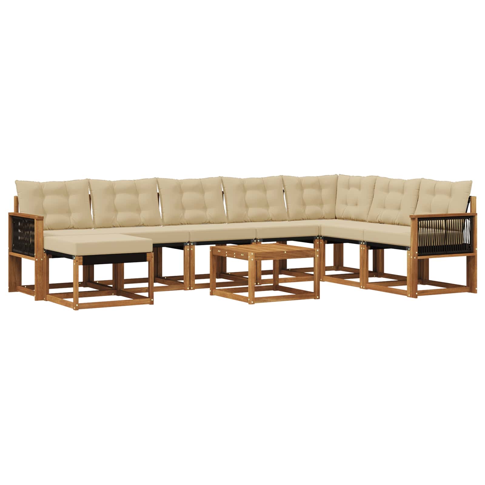 Outdoor-Sofagarnitur mit Kissen 9 pcs Natur und Beige