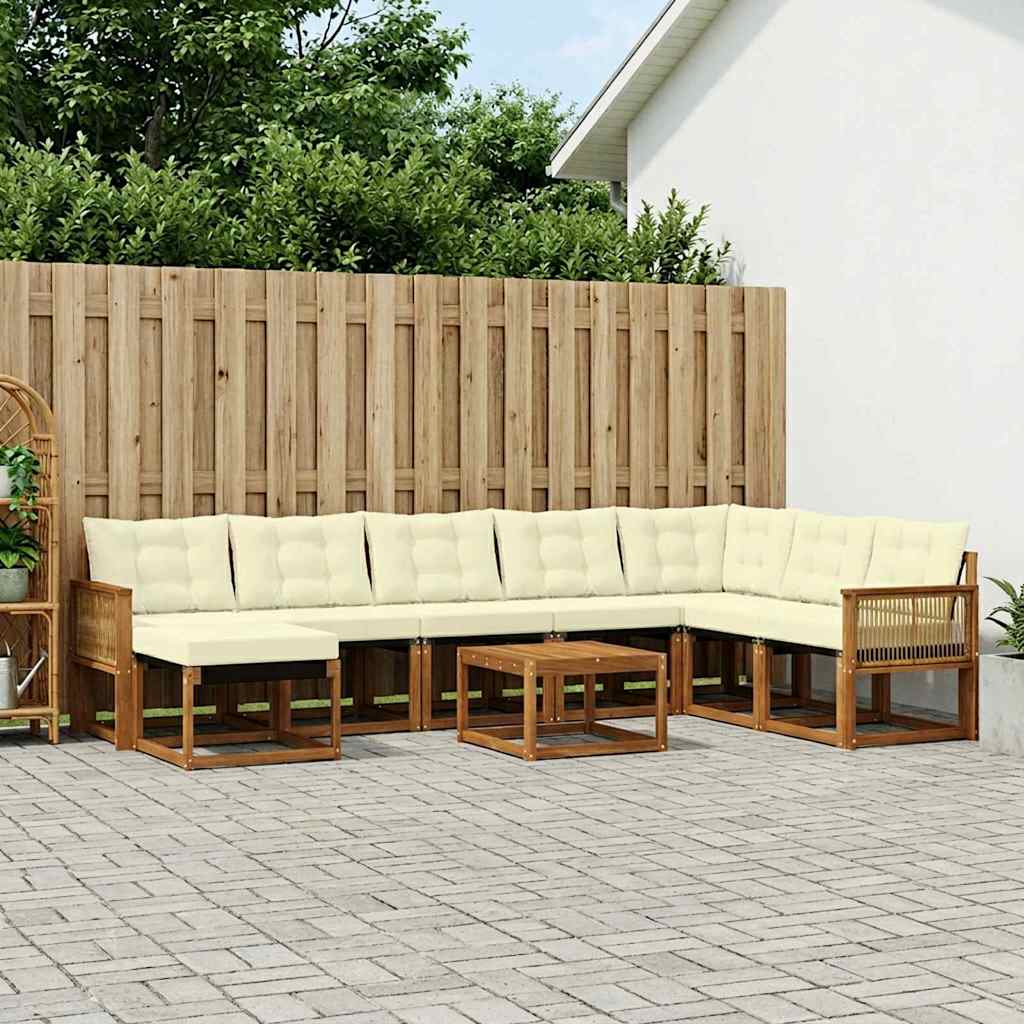 Outdoor-Sofagarnitur 9 stk. Natur und Creme