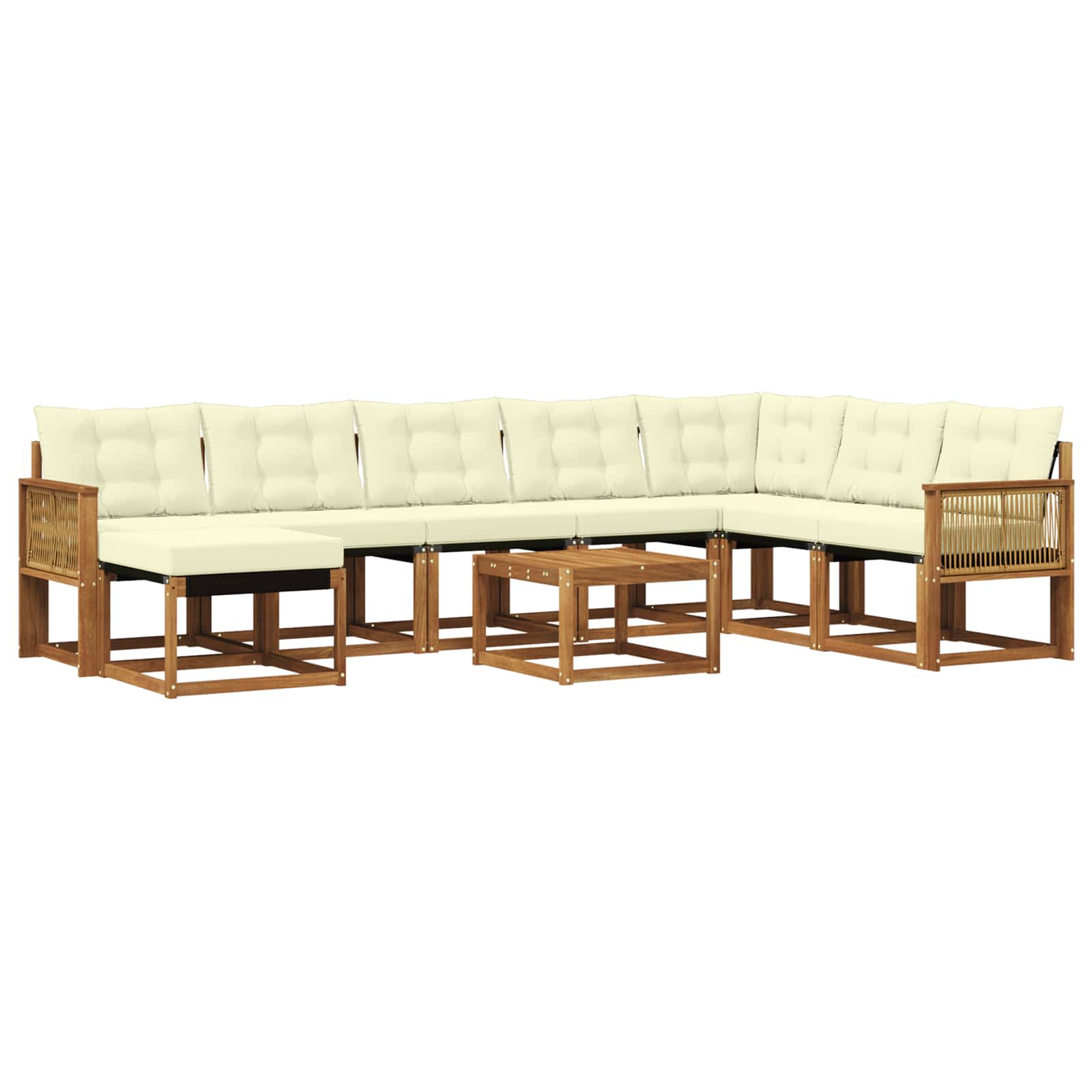 Outdoor-Sofagarnitur 9 stk. Natur und Creme