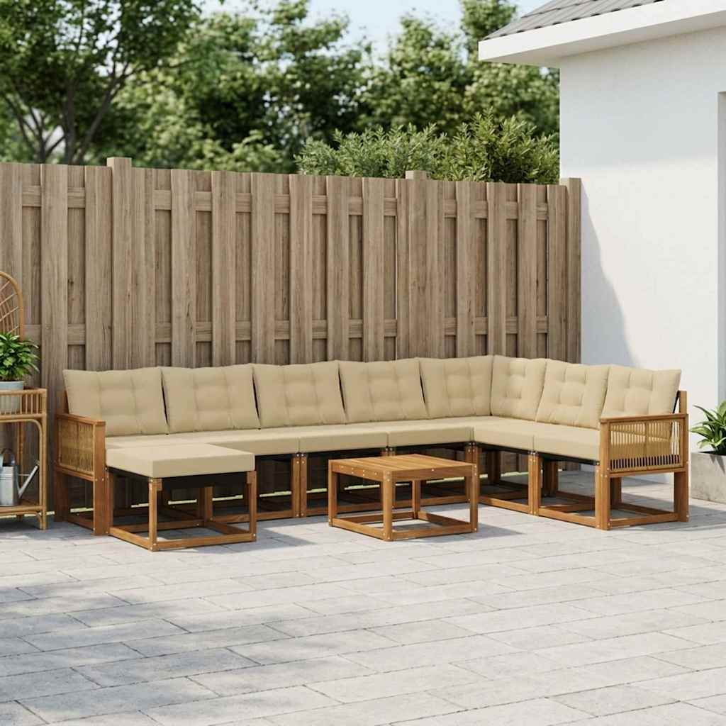 Outdoor-Sofagarnitur 9 stk. Natur und Beige