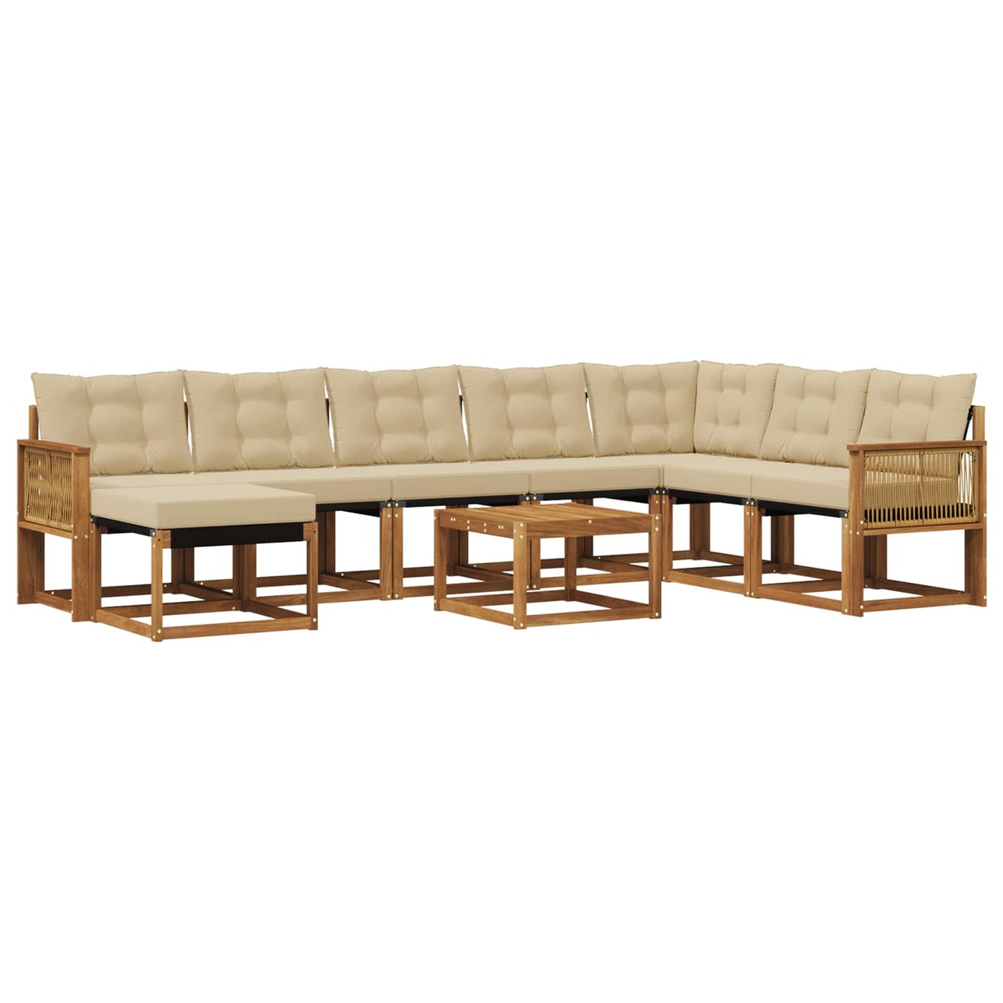 Outdoor-Sofagarnitur 9 stk. Natur und Beige