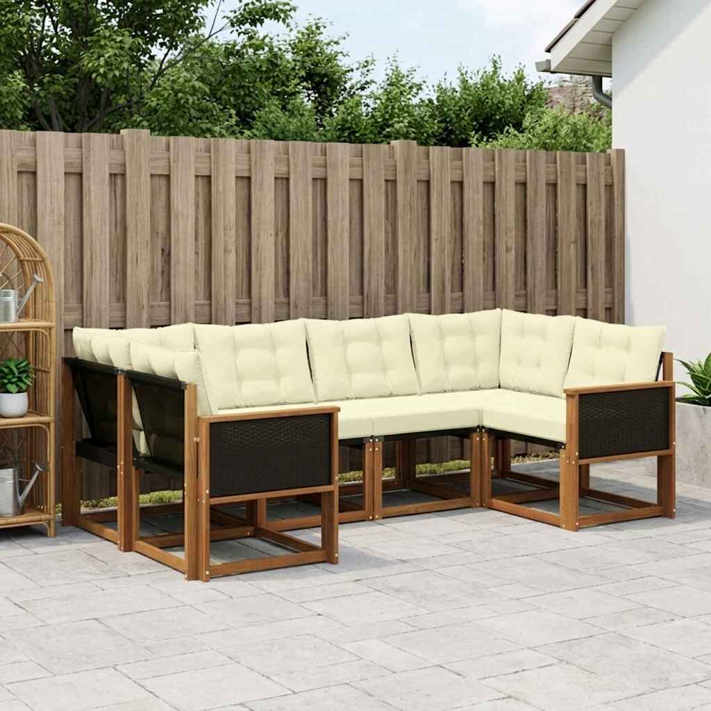 Outdoor-Sofagarnitur 6 stk. Natur und Creme