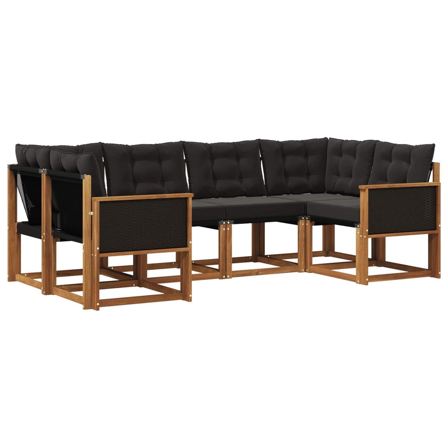 Outdoor-Sofagarnitur mit Kissen 6 pcs Natürlich und Schwarz