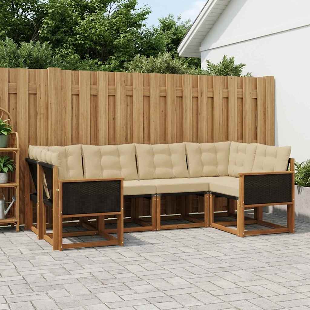 Outdoor-Sofagarnitur mit Kissen 6 pcs Natur und Beige
