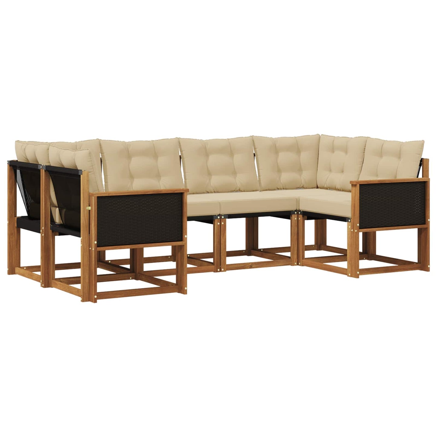 Outdoor-Sofagarnitur mit Kissen 6 pcs Natur und Beige