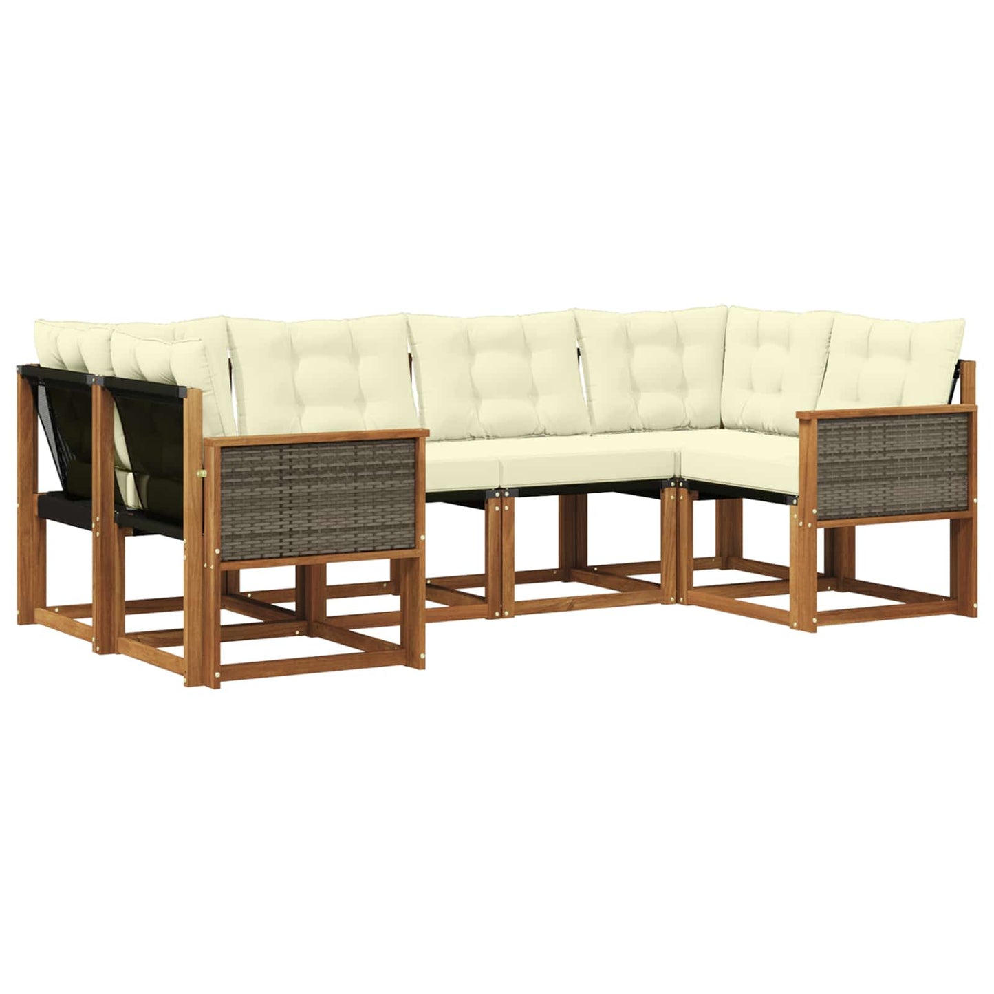 Outdoor-Sofagarnitur mit Kissen 6 pcs Natur und Creme