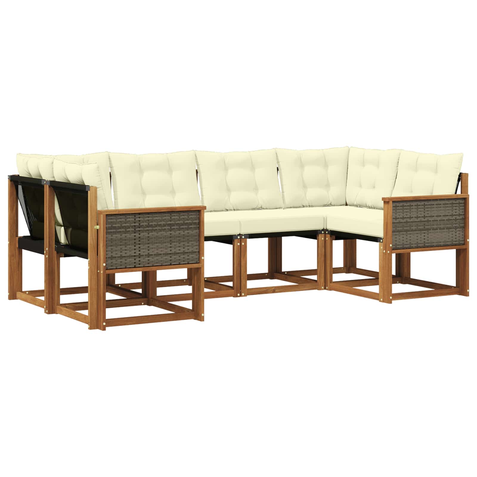 Outdoor-Sofagarnitur mit Kissen 6 pcs Natur und Creme
