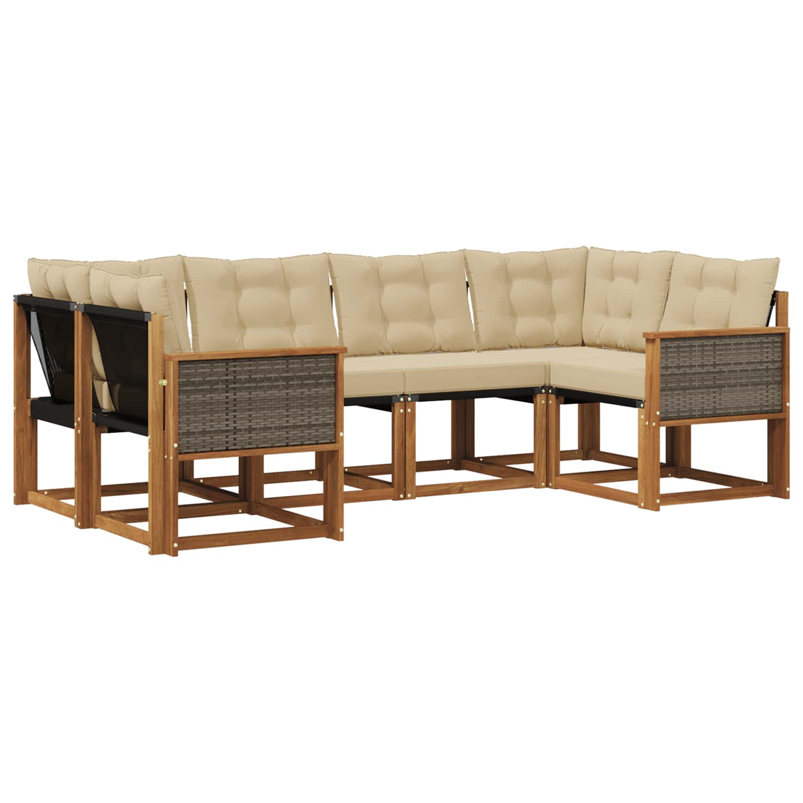 Outdoor-Sofagarnitur mit Kissen 6 pcs Natur und Beige