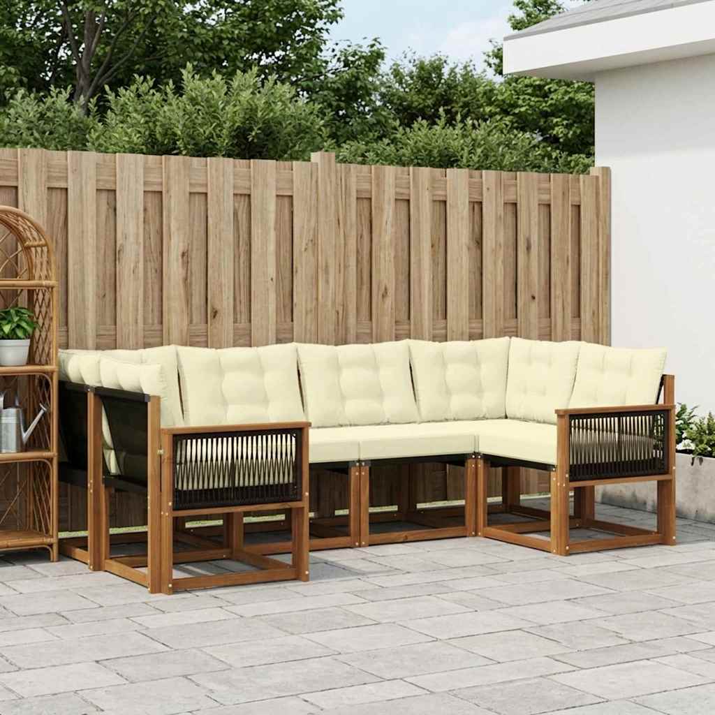 Outdoor-Sofagarnitur 6 stk. Natur und Creme