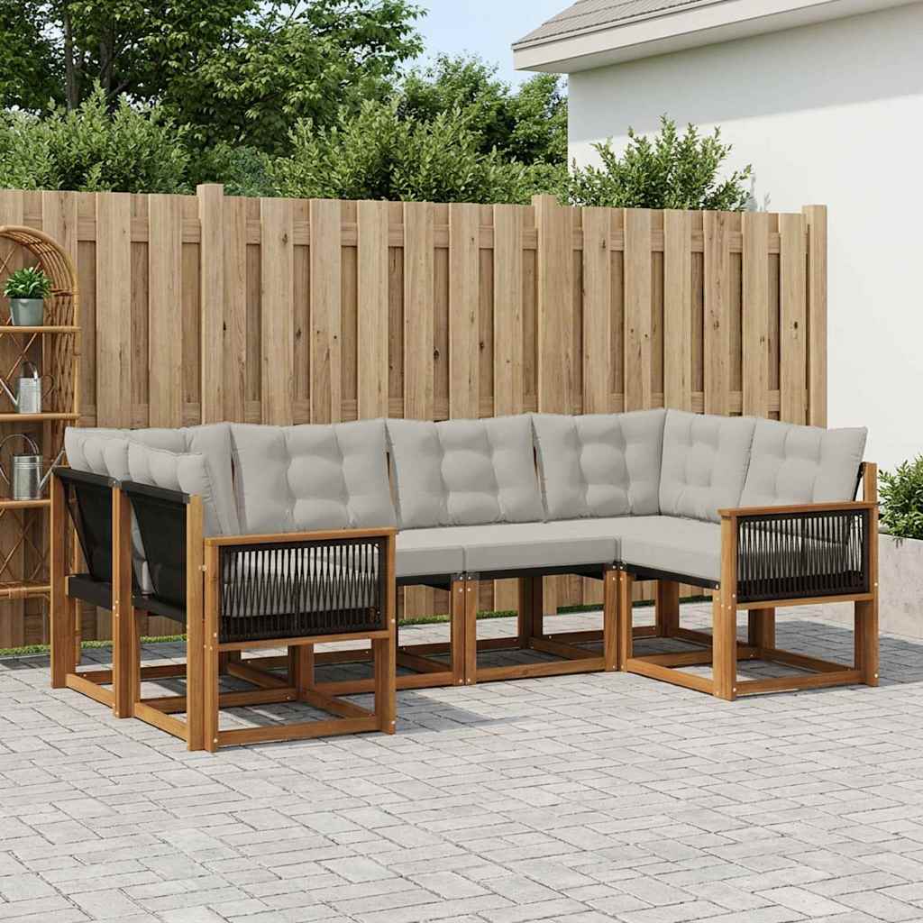 Outdoor-Sofagarnitur mit Kissen 6 pcs Natural and Light grey