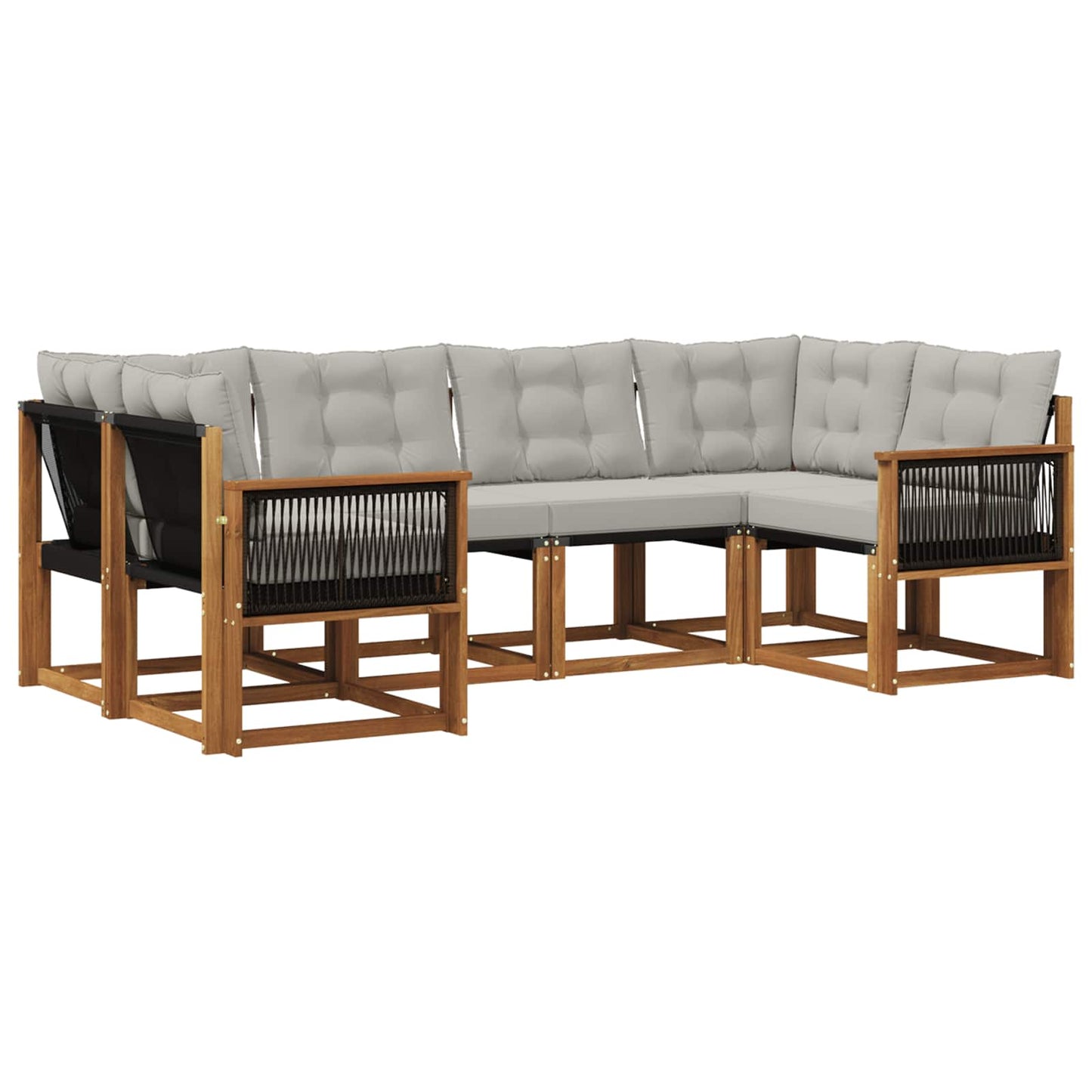 Outdoor-Sofagarnitur mit Kissen 6 pcs Natural and Light grey