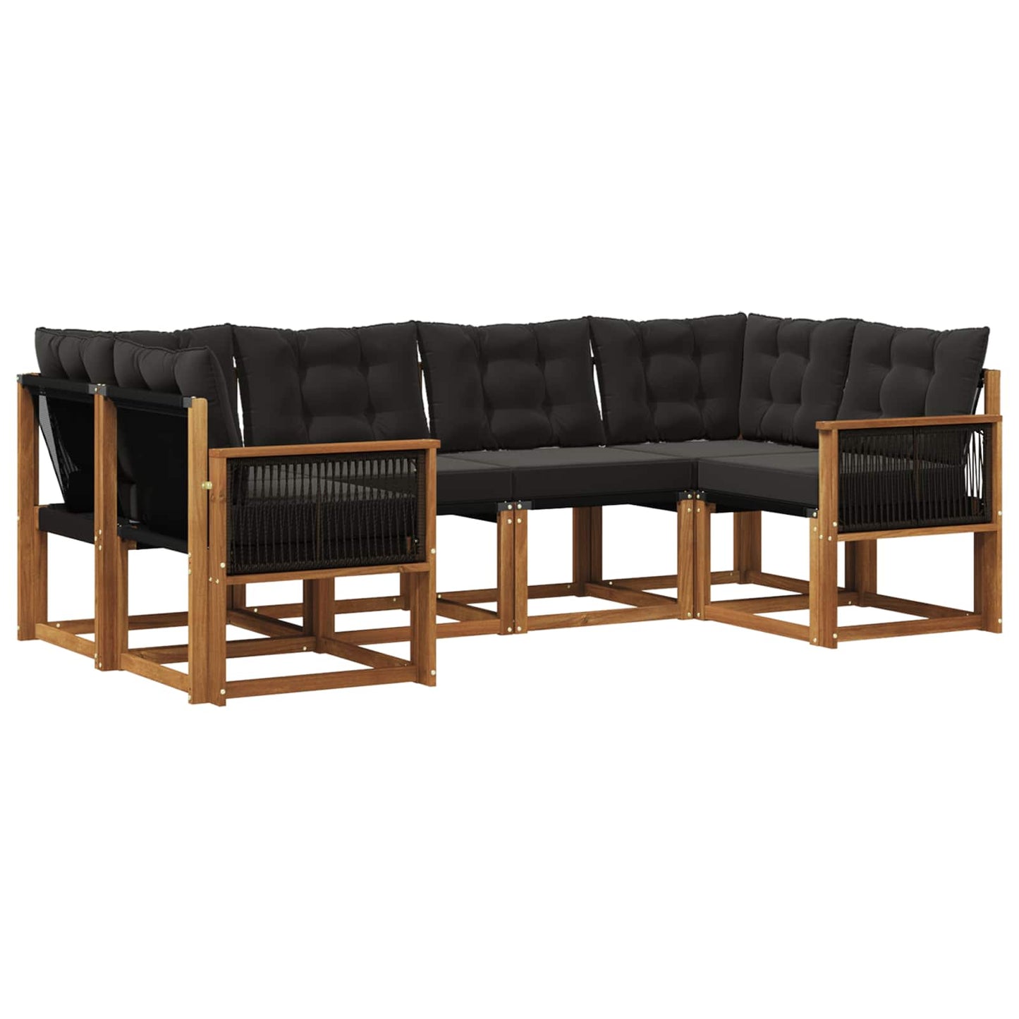 Outdoor-Sofagarnitur mit Kissen 6 pcs Natürlich und Schwarz