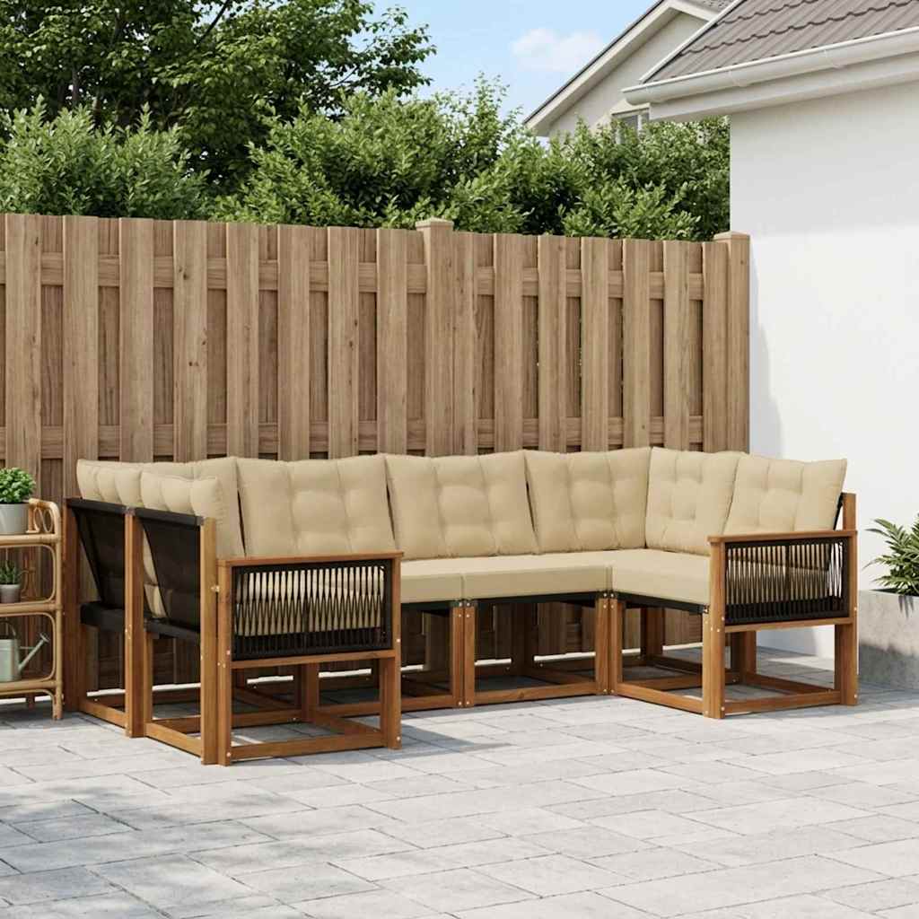 Outdoor-Sofagarnitur mit Kissen 6 pcs Natur und Beige