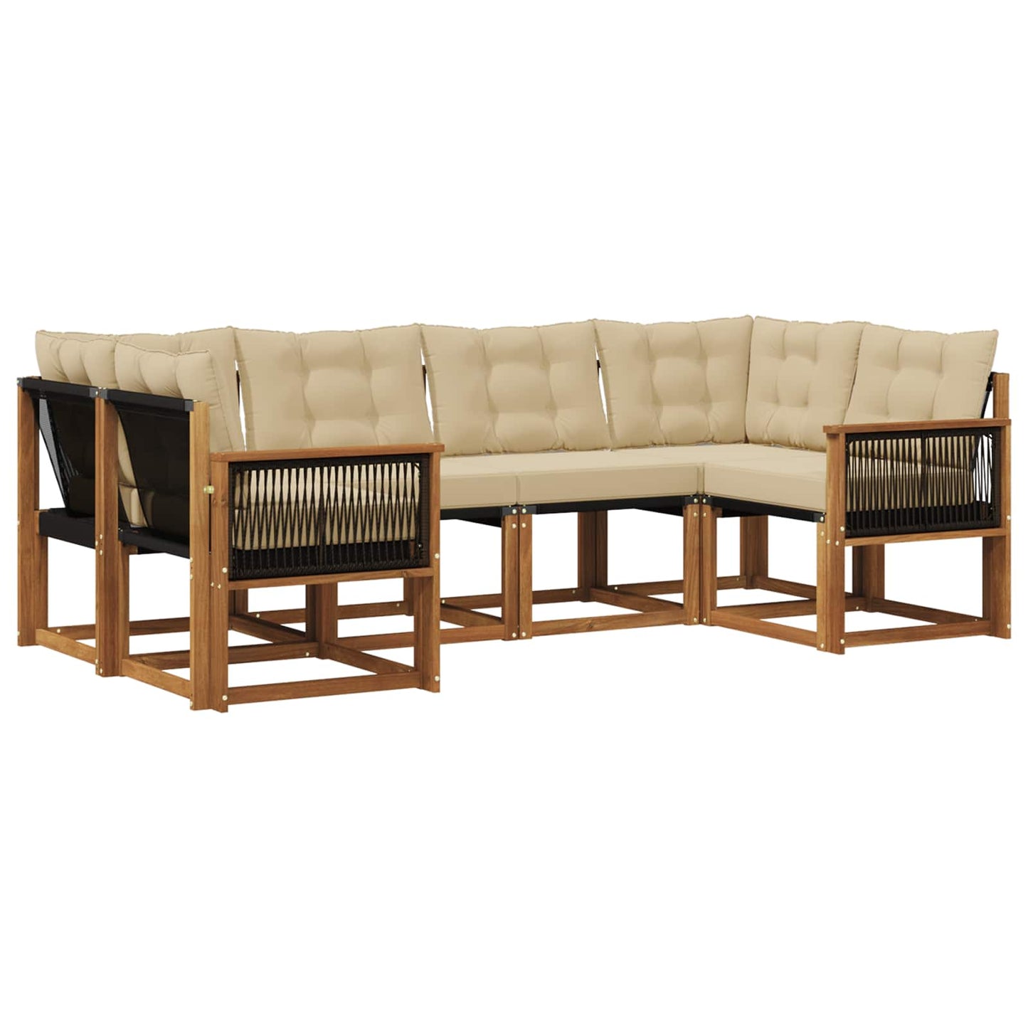 Outdoor-Sofagarnitur mit Kissen 6 pcs Natur und Beige