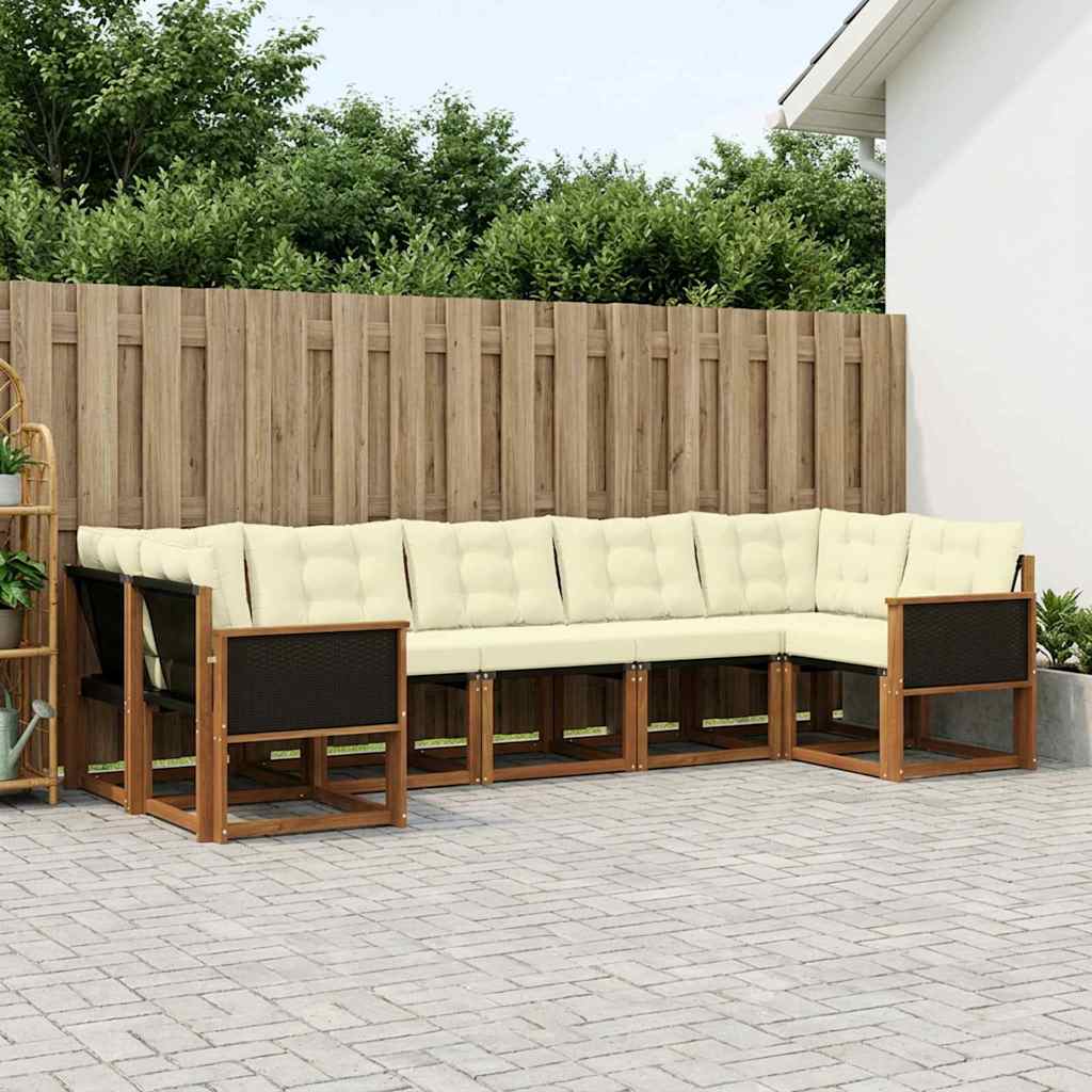 Outdoor-Sofagarnitur 7 stk. Natur und Creme