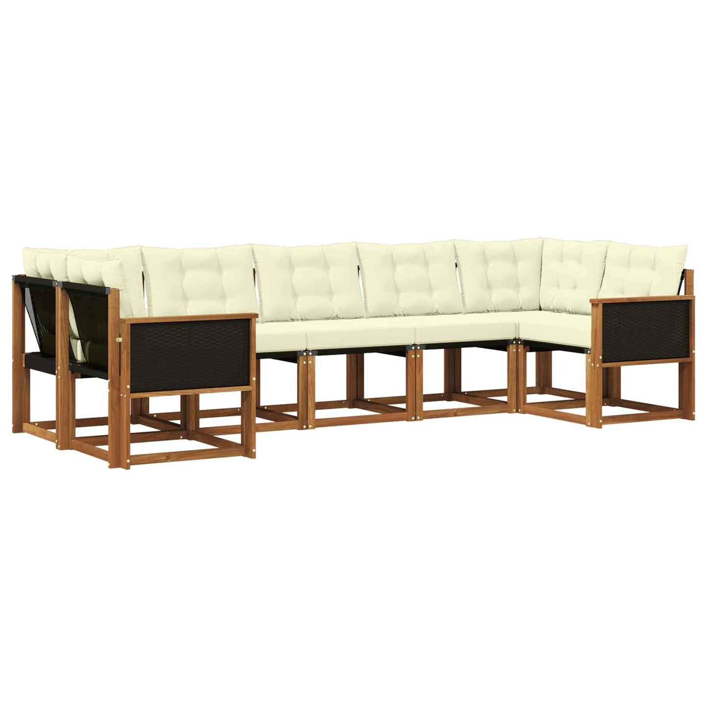 Outdoor-Sofagarnitur 7 stk. Natur und Creme