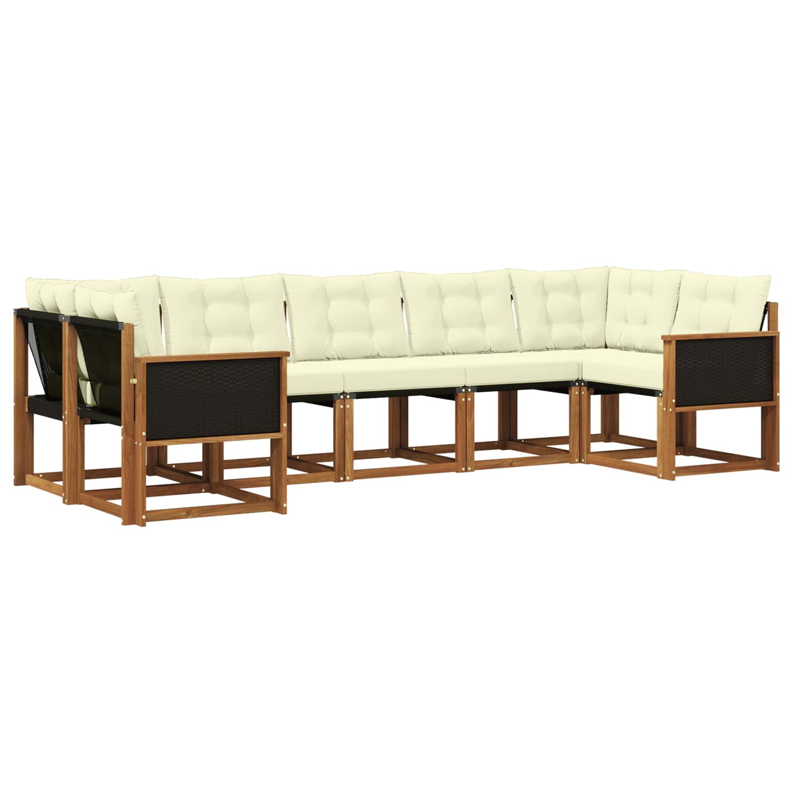 Outdoor-Sofagarnitur 7 stk. Natur und Creme