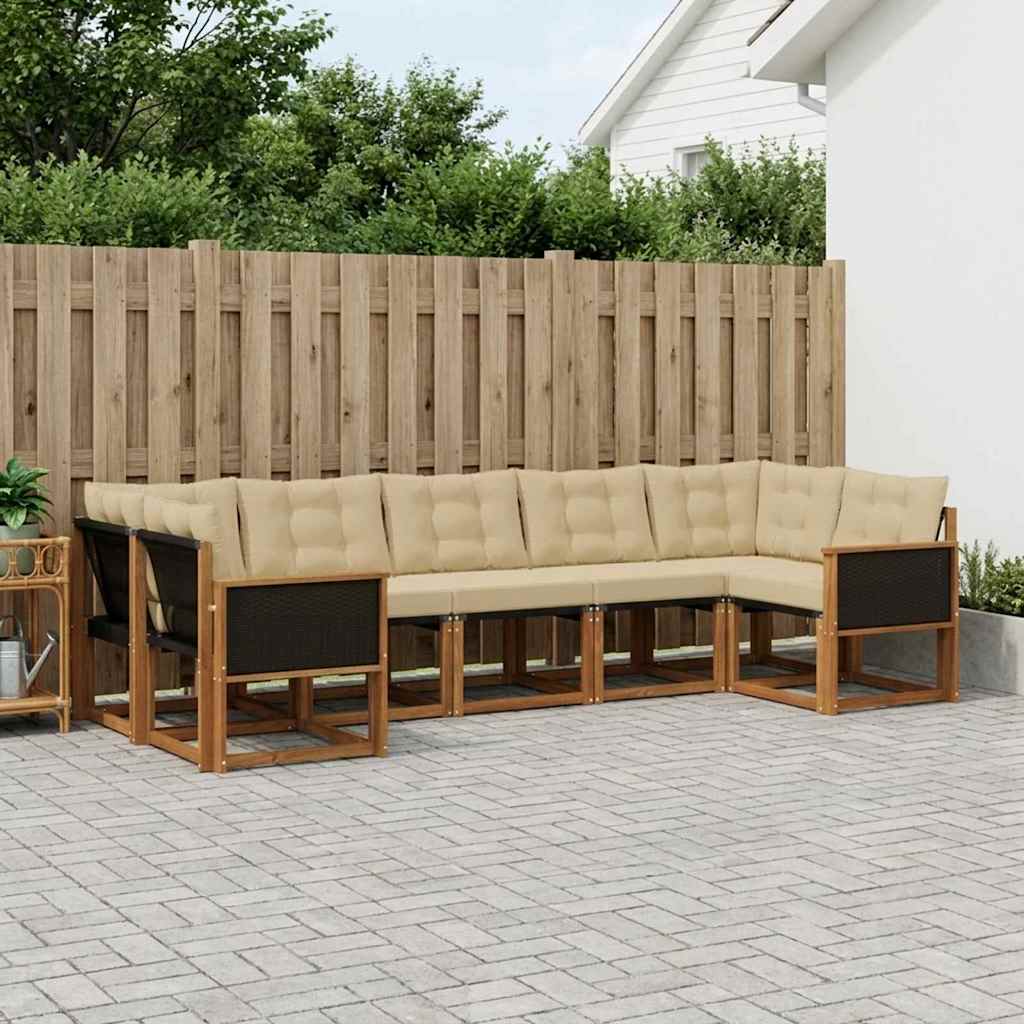 Outdoor-Sofagarnitur mit Kissen 7 pcs Natur und Beige