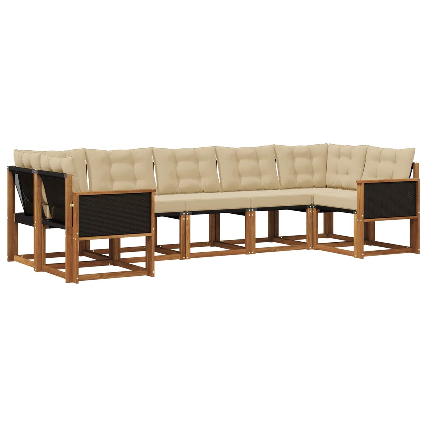 Outdoor-Sofagarnitur mit Kissen 7 pcs Natur und Beige