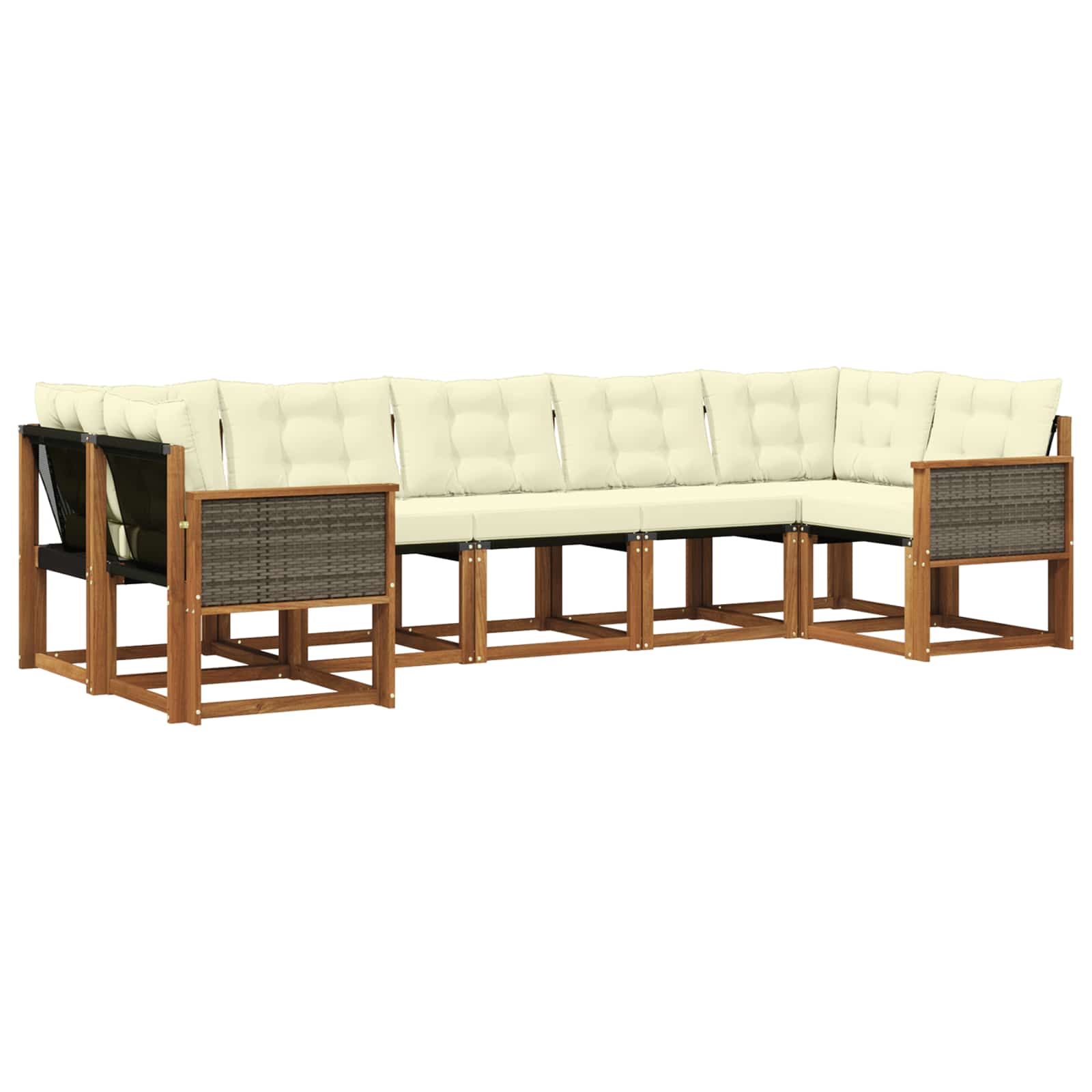 Outdoor-Sofagarnitur mit Kissen 7 pcs Natur und Creme