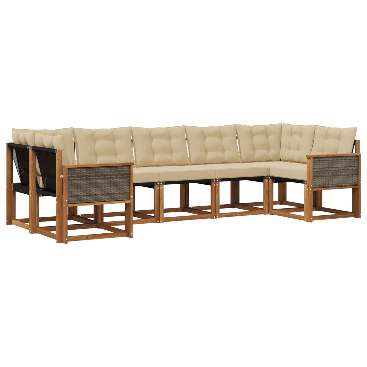 Outdoor-Sofagarnitur mit Kissen 7 pcs Natur und Beige