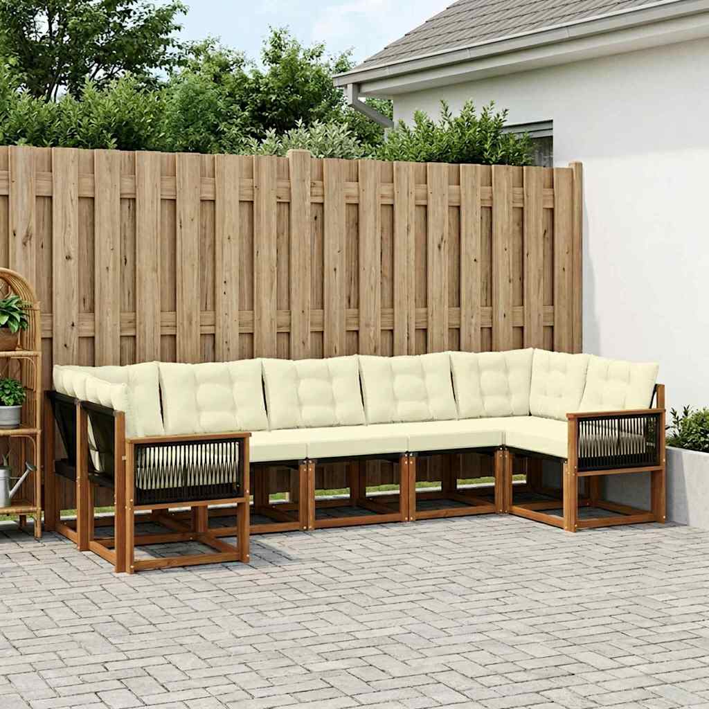 Outdoor-Sofagarnitur 7 stk. Natur und Creme