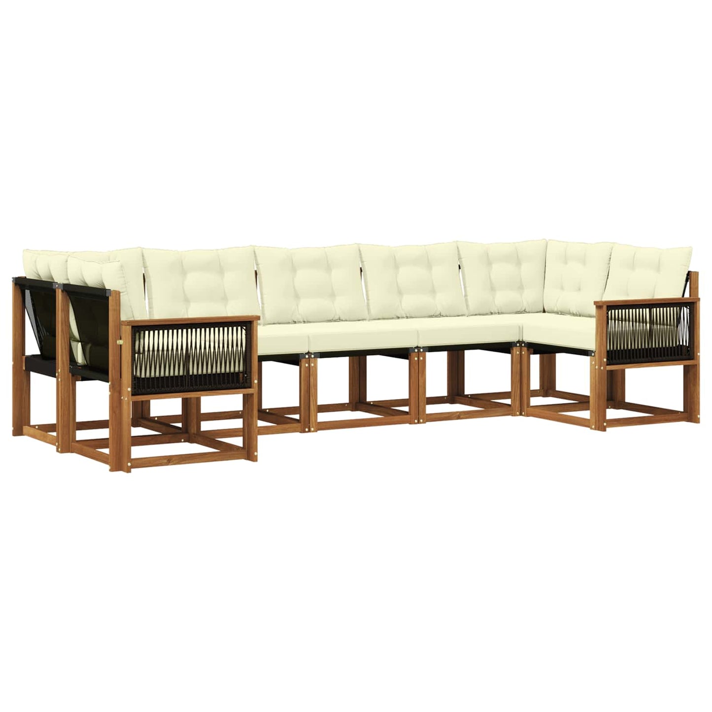 Outdoor-Sofagarnitur 7 stk. Natur und Creme