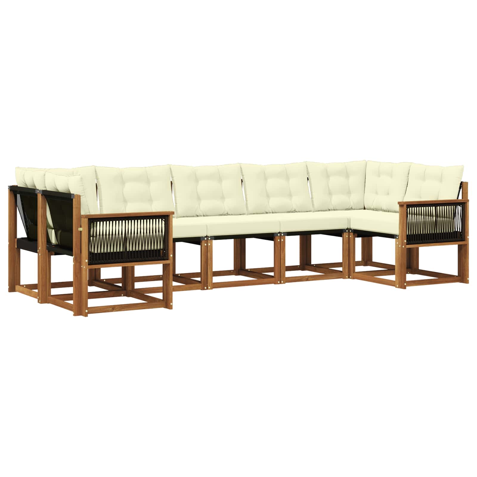Outdoor-Sofagarnitur 7 stk. Natur und Creme