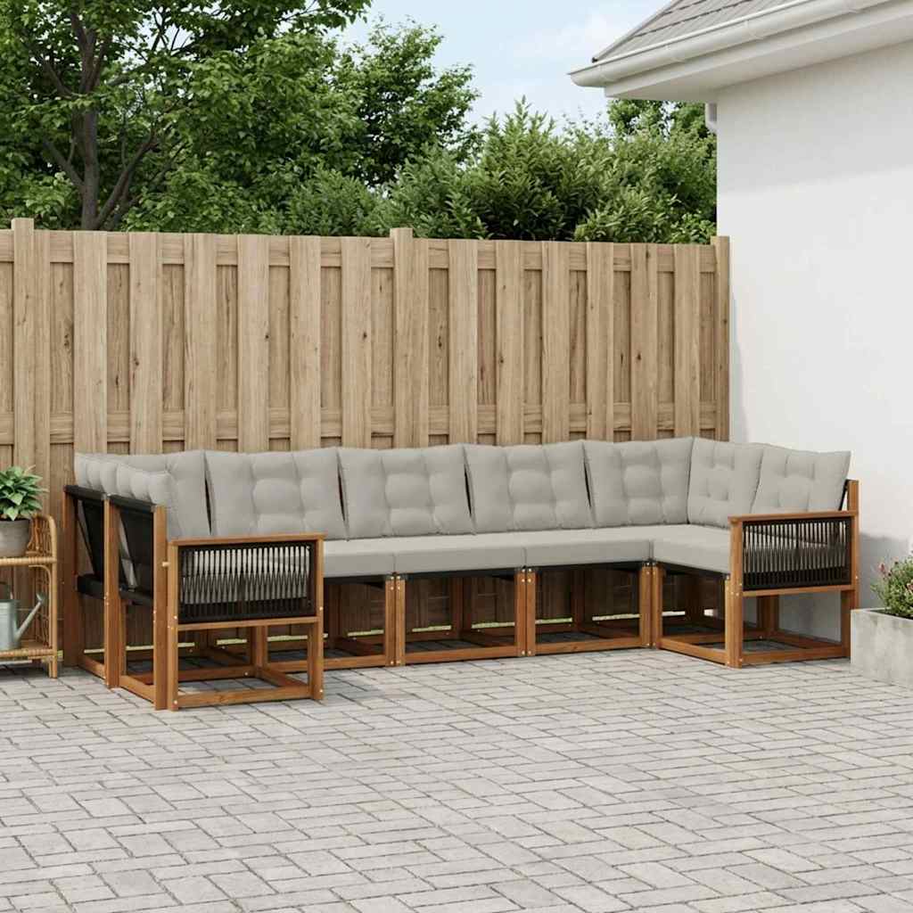 Outdoor-Sofagarnitur mit Kissen 7 pcs Natural and Light grey