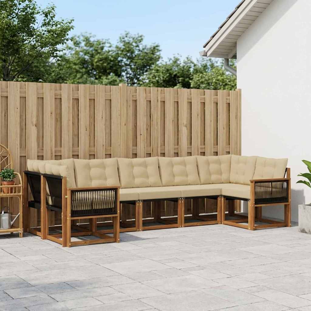 Outdoor-Sofagarnitur mit Kissen 7 pcs Natur und Beige