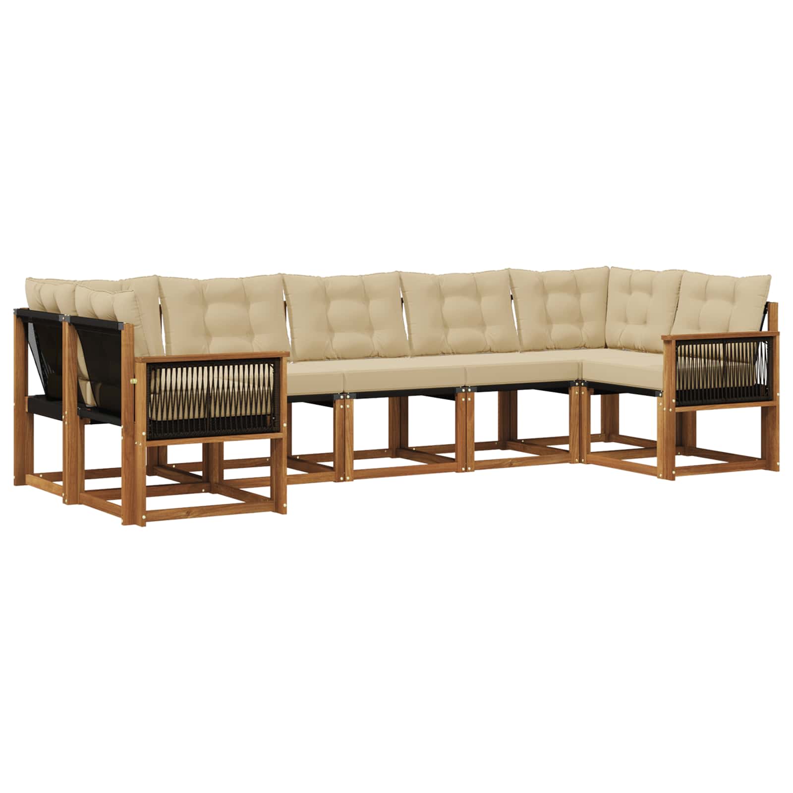 Outdoor-Sofagarnitur mit Kissen 7 pcs Natur und Beige
