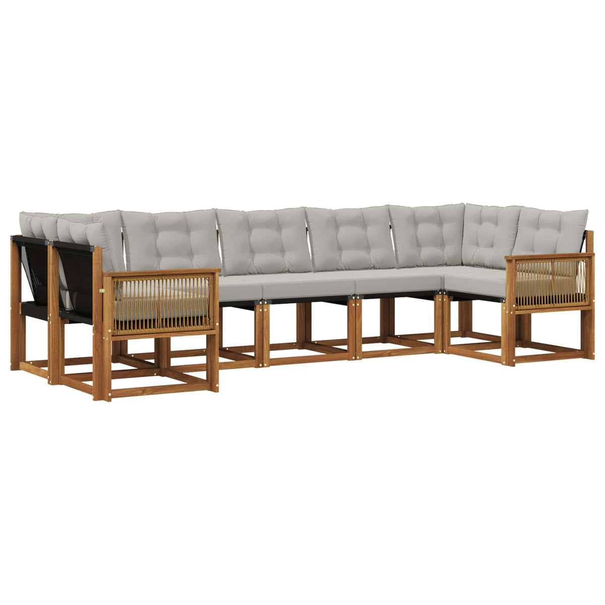 Outdoor-Sofagarnitur 7 stk. Natur und Hellgrau