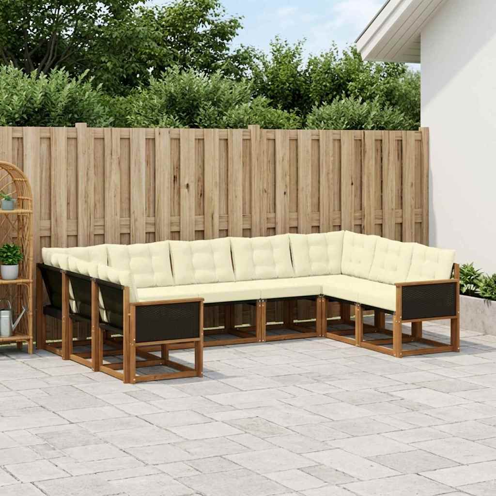 Outdoor-Sofagarnitur 9 stk. Natur und Creme