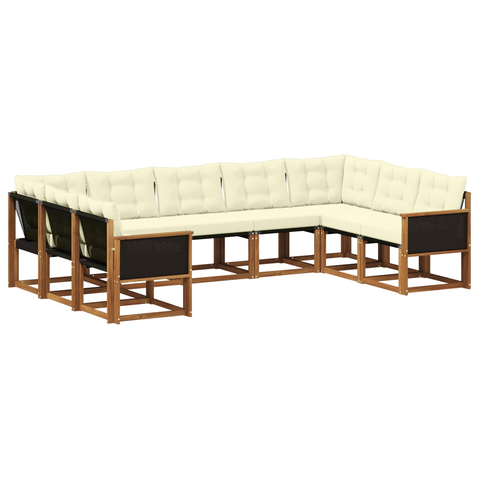 Outdoor-Sofagarnitur 9 stk. Natur und Creme