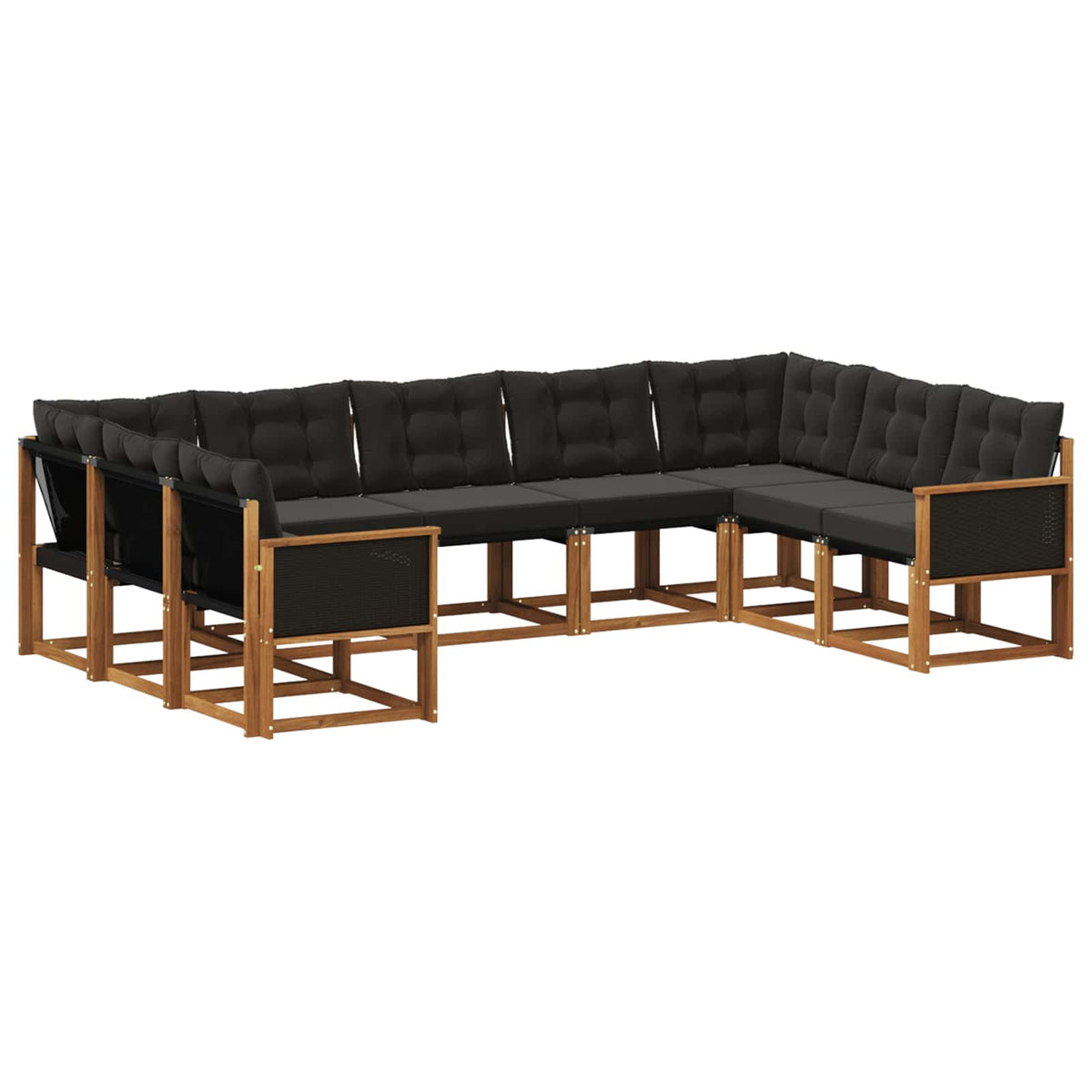 Outdoor-Sofagarnitur 9 stk. Natur und Schwarz