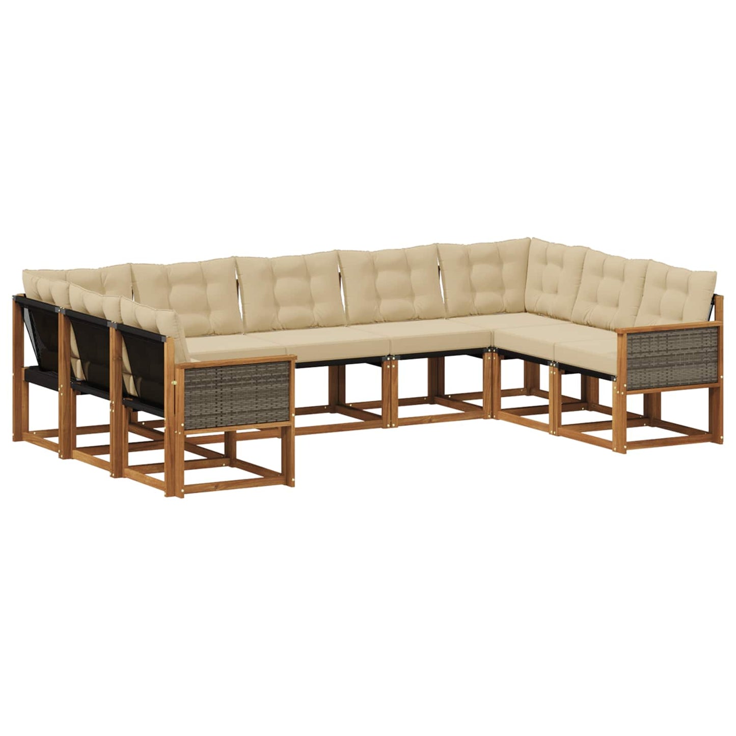 Outdoor-Sofagarnitur mit Kissen 9 pcs Natur und Beige