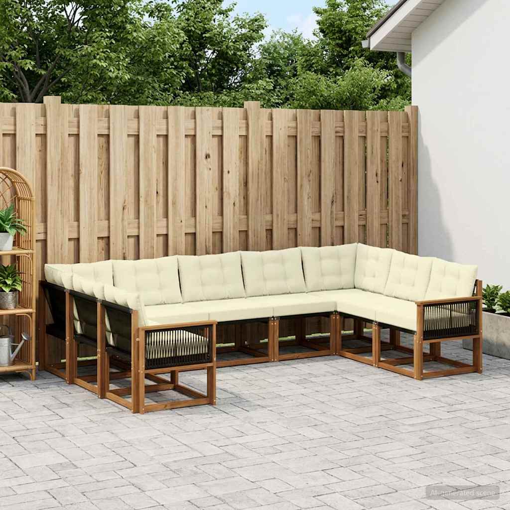 Outdoor-Sofagarnitur 9 stk. Natur und Creme