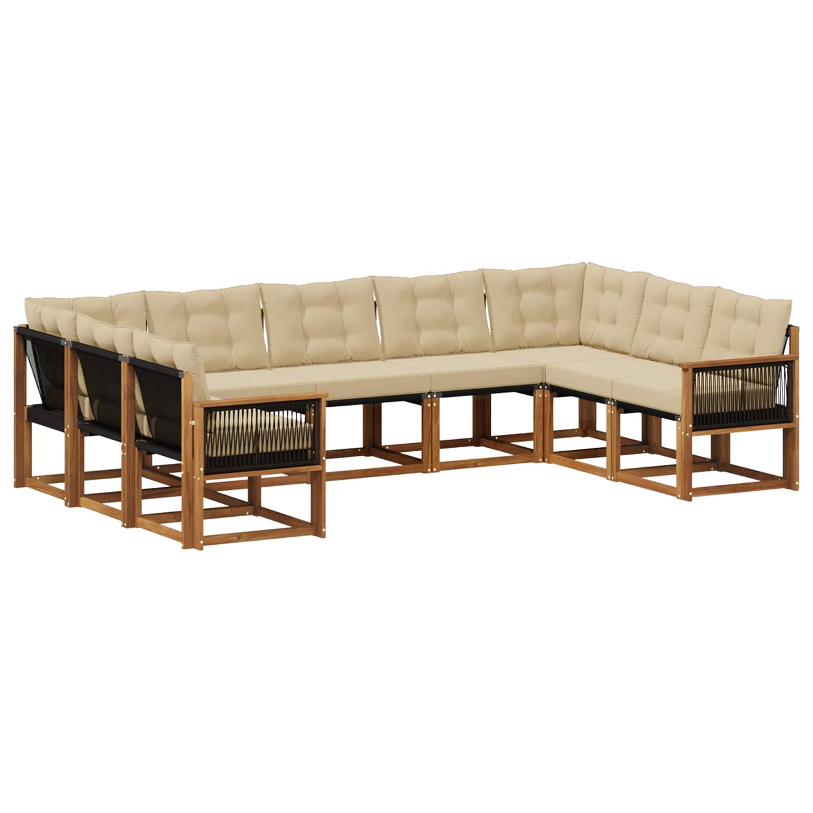 Outdoor-Sofagarnitur mit Kissen 9 pcs Natur und Beige