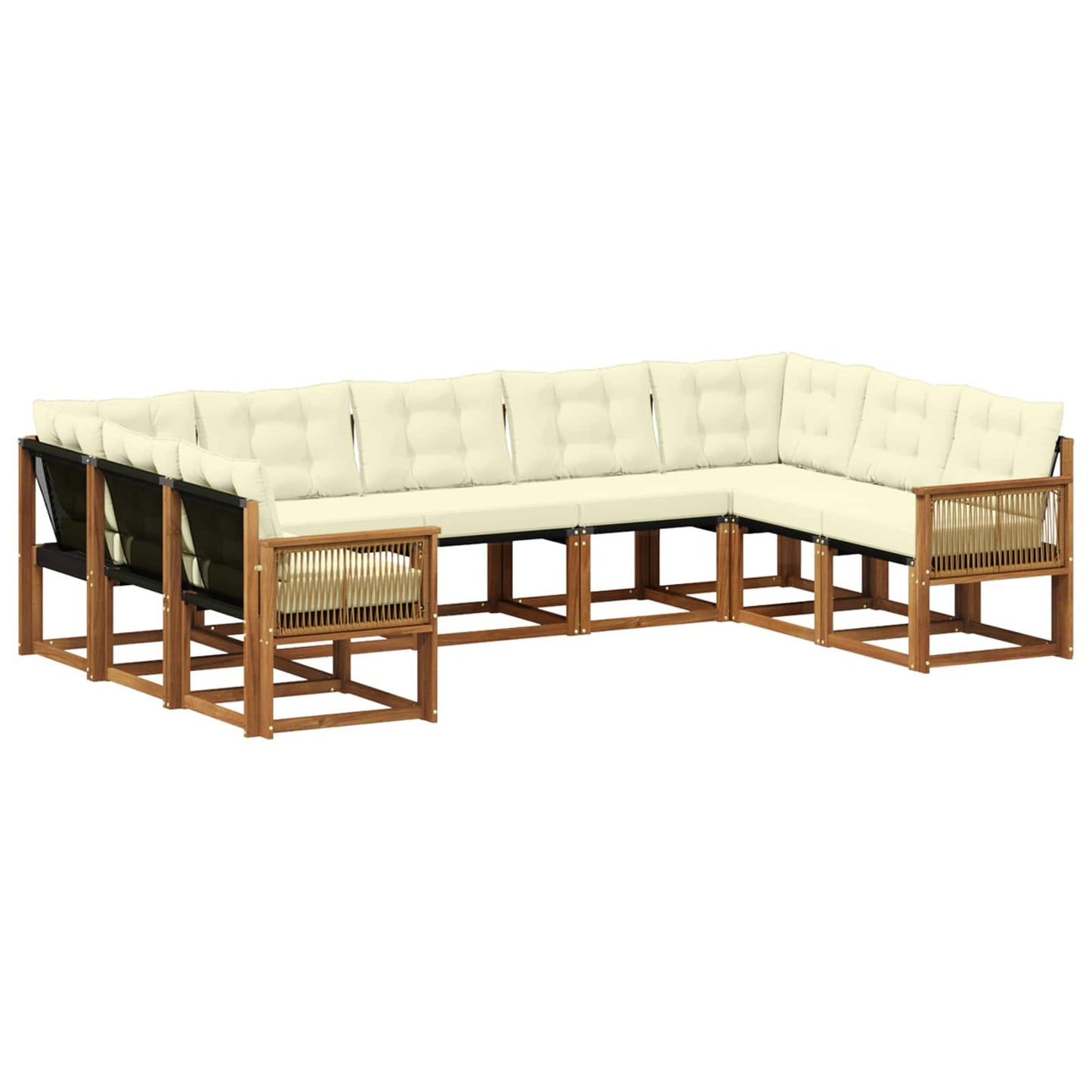 Outdoor-Sofagarnitur mit Kissen 9 pcs Natur und Creme